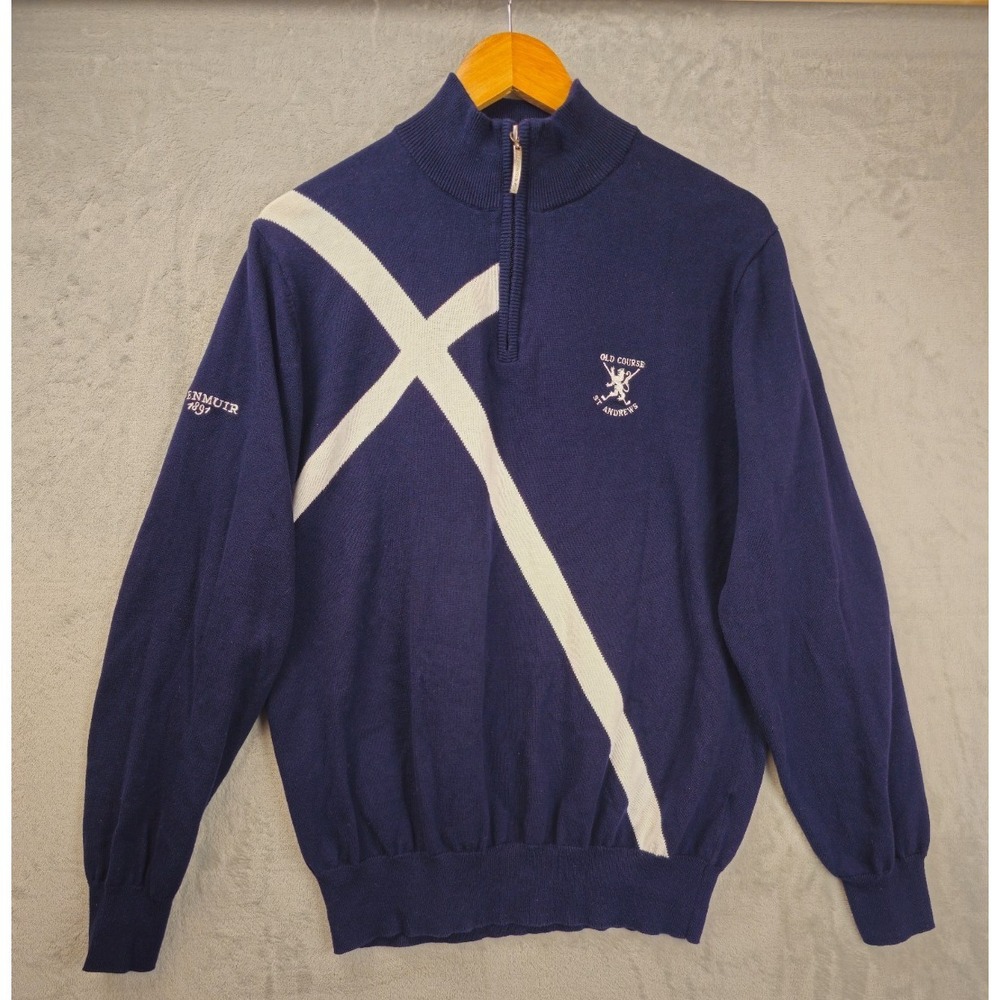 Glenmuir St Andrews Old Course 1/4 Zip Golf Jumper Top - Size Large Mens - Navy